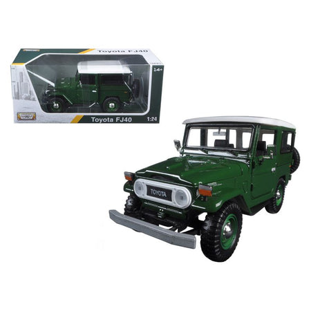 Toyota FJ40 Dark Green with White Top 1/24 Diecast Model Car by Motormax - Motormax - ModelCars.com