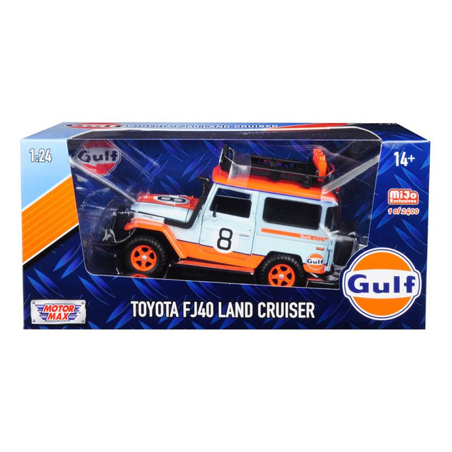 Toyota FJ40 Land Cruiser 8 "Gulf Oil" White Limited Edition to 2400 pieces Worldwide 1/24 Diecast Model Car by Motormax - Motormax - ModelCars.com