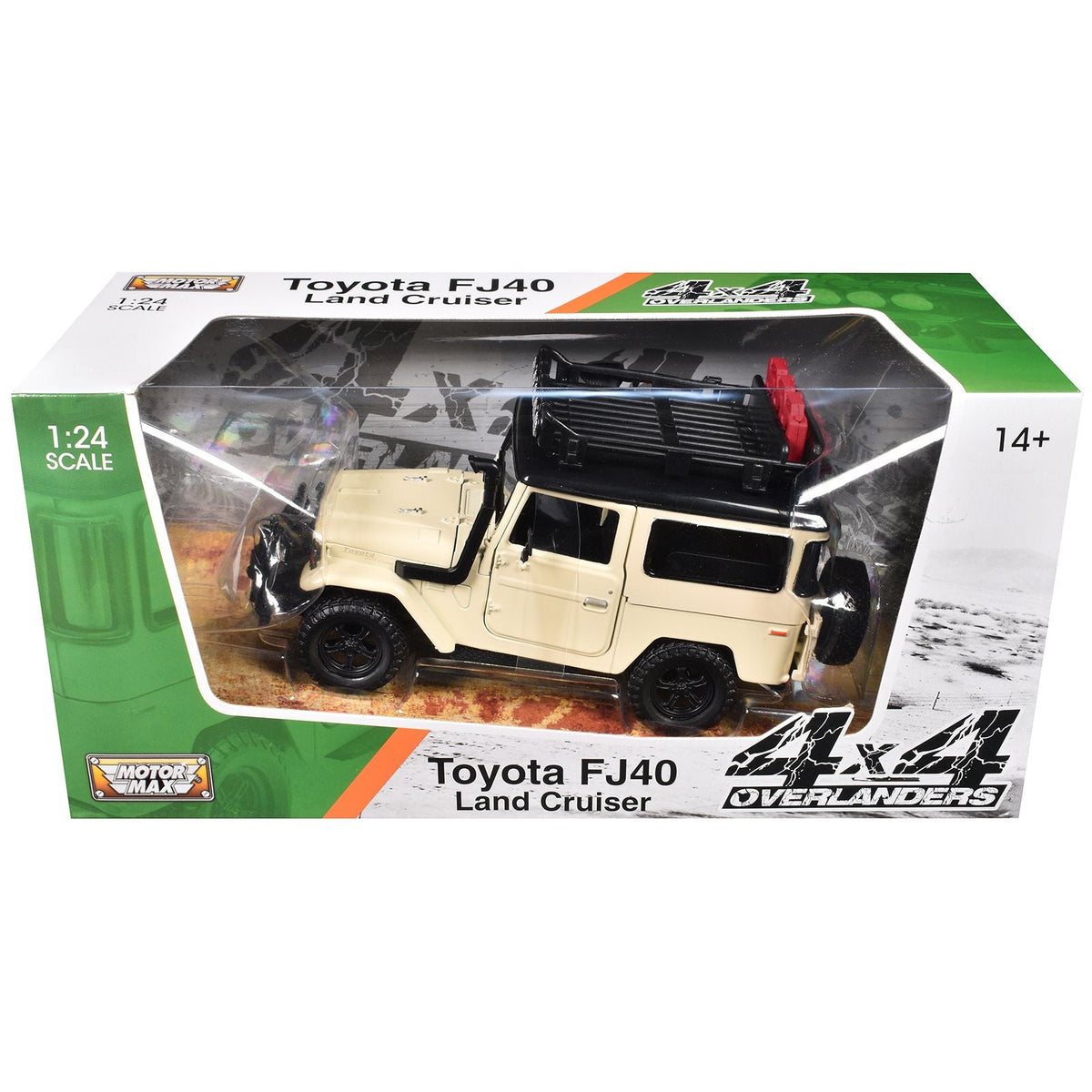 Toyota FJ40 Land Cruiser Beige "4x4 Overlanders" Series 1/24 Diecast Model Car by Motormax-Motormax-ModelCars.com