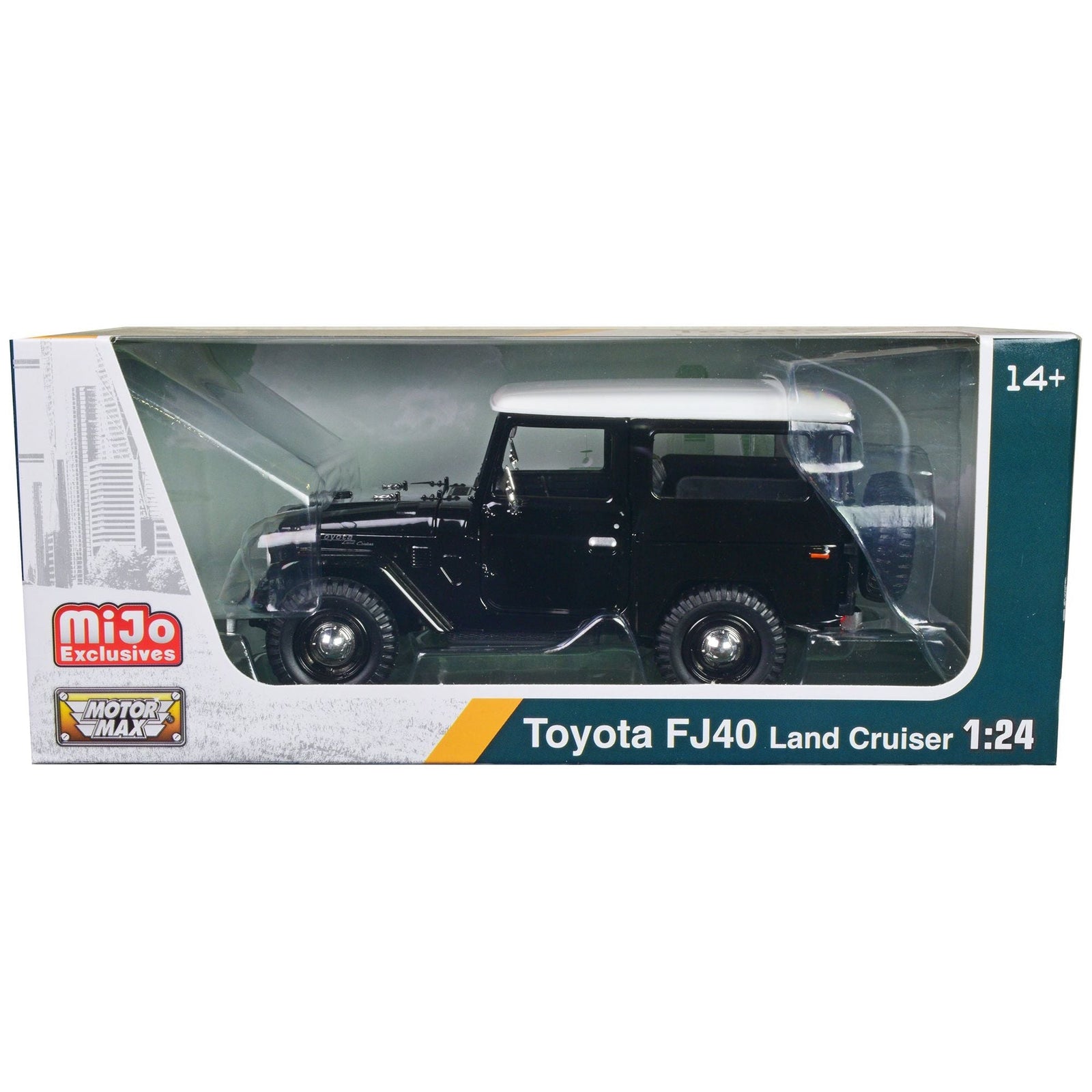 Toyota FJ40 Land Cruiser Black with White Top 1/24 Diecast Model Car by Motormax - Motormax - ModelCars.com