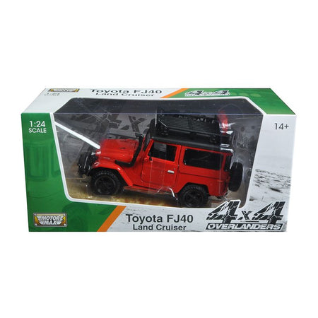 Toyota FJ40 Land Cruiser Red "4x4 Overlanders" Series 1/24 Diecast Model Car by Motormax-Motormax-ModelCars.com