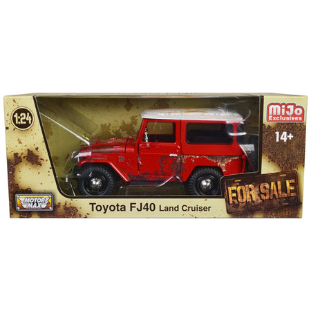 Toyota FJ40 Land Cruiser Red with White Top (Rusted Version) "For Sale" Series 1/24 Diecast Model Car by Motormax - Motormax - ModelCars.com