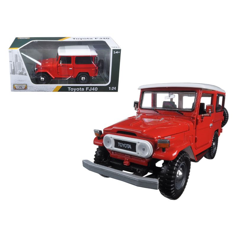 Toyota FJ40 Red with White Top 1/24 Diecast Model Car by Motormax - Motormax - ModelCars.com