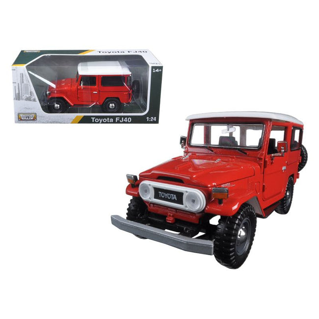 Toyota FJ40 Red with White Top 1/24 Diecast Model Car by Motormax - Motormax - ModelCars.com