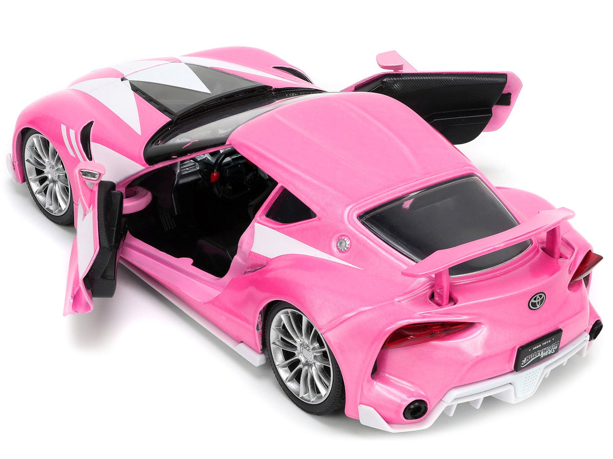Toyota FT-1 Concept Pink Metallic and Pink Ranger Diecast Figurine "Power Rangers" "Hollywood Rides" Series 1/24 Diecast Model Car by Jada-Jada-ModelCars.com