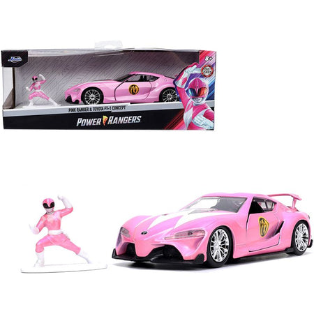 Toyota FT-1 Concept Pink Metallic and Pink Ranger Diecast Figurine "Power Rangers" "Hollywood Rides" Series 1/32 Diecast Model Car by Jada-Jada-ModelCars.com