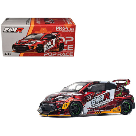 Toyota Goodride GR Yaris RHD (Right Hand Drive) "EVA RT Production Model-02" Red Metallic with Graphics 1/64 Diecast Model Car by Pop Race-Pop Race-ModelCars.com
