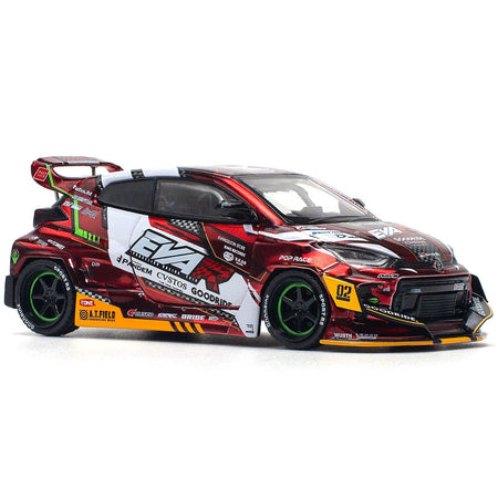 Toyota Goodride GR Yaris RHD (Right Hand Drive) "EVA RT Production Model-02" Red Metallic with Graphics 1/64 Diecast Model Car by Pop Race-Pop Race-ModelCars.com