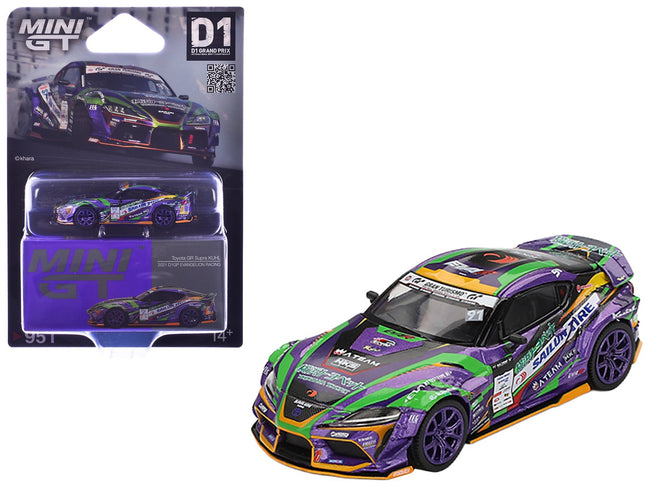 Toyota GR Supra KUHL RHD (Right Hand Drive) #91 Shingo Hatanaka "Evangelion Racing" "D1 Grand Prix" (2021) Limited Edition 1/64 Diecast Model Car by Mini GT-Mini GT-ModelCars.com