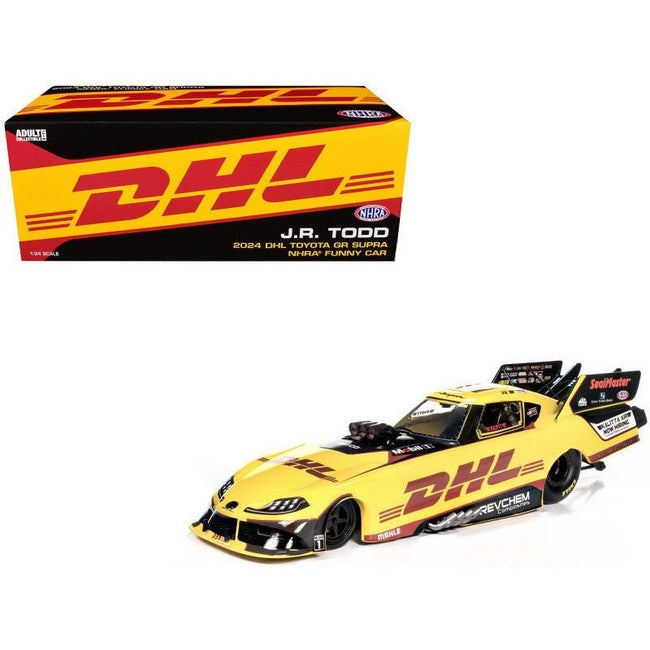 Toyota GR Supra NHRA Funny Car JR Todd "DHL" (2024) Limited Edition 1/24 Diecast Model by Auto World-Autoworld-ModelCars.com