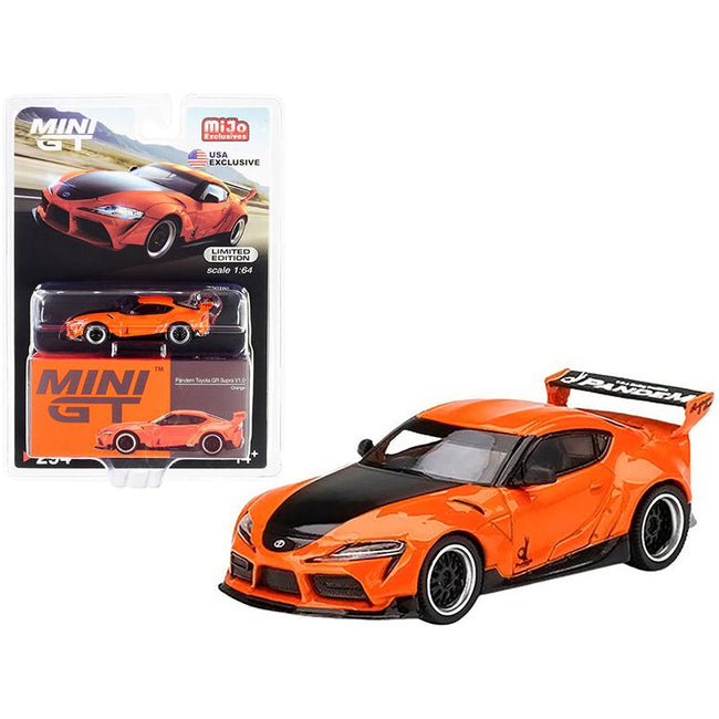 Toyota GR Supra V1.0 Pandem Orange and Black 1/64 Diecast Model Car by True Scale Miniatures - True Scale Miniatures - ModelCars.com