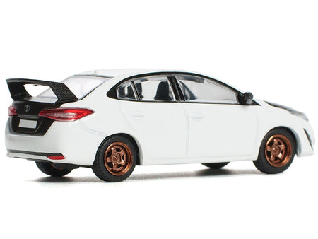 Toyota GR Vios White with Carbon Hood 1/64 Diecast Model Car by Pop Race-Pop Race-ModelCars.com