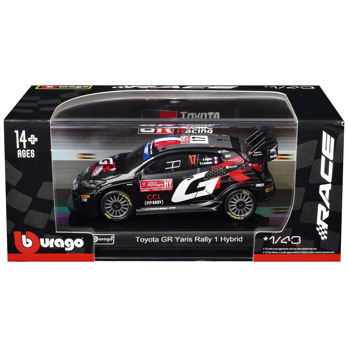 Toyota GR Yaris Rally1 Hybrid #17 Sebastien Ogier - Vincent Landais "Toyota Gazoo Racing WRT" "World Rally Championship" (2024) "Race" Series 1/43 Diecast Model Car by Bburago-Bburago-ModelCars.com