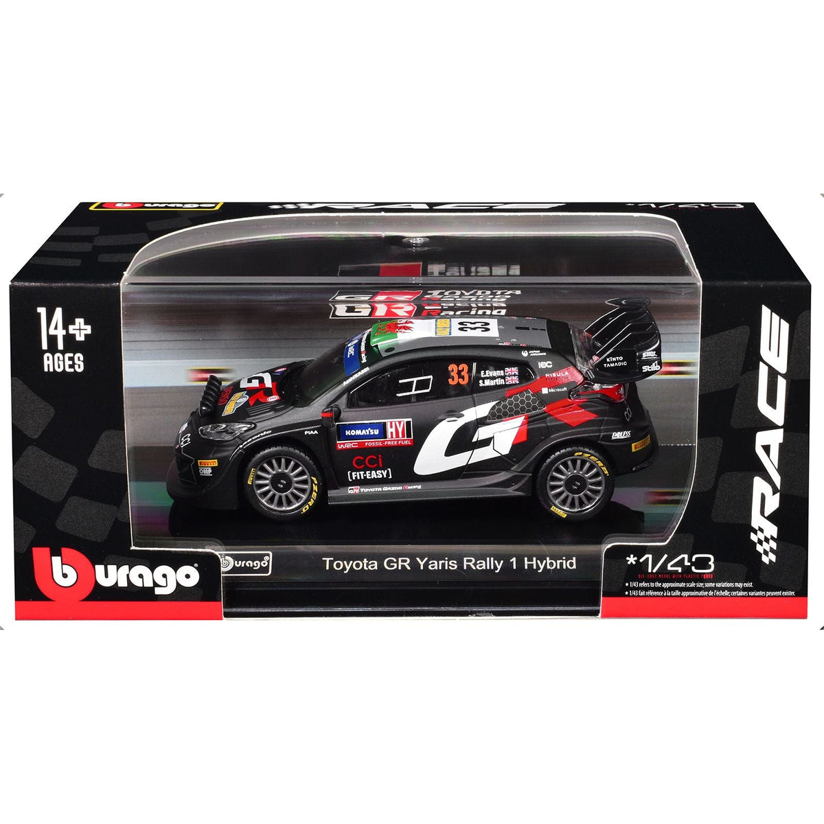 Toyota GR Yaris Rally1 Hybrid #33 Elfyn Evans - Scott Martin "Toyota Gazoo Racing WRT" "World Rally Championship" (2024) "Race" Series 1/43 Diecast Model Car by Bburago-Bburago-ModelCars.com