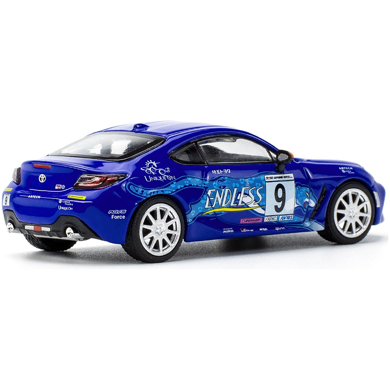 Toyota GR86 9 "Endless" Blue with Graphics 1/64 Diecast Model Car by Pop Race - Pop Race - ModelCars.com