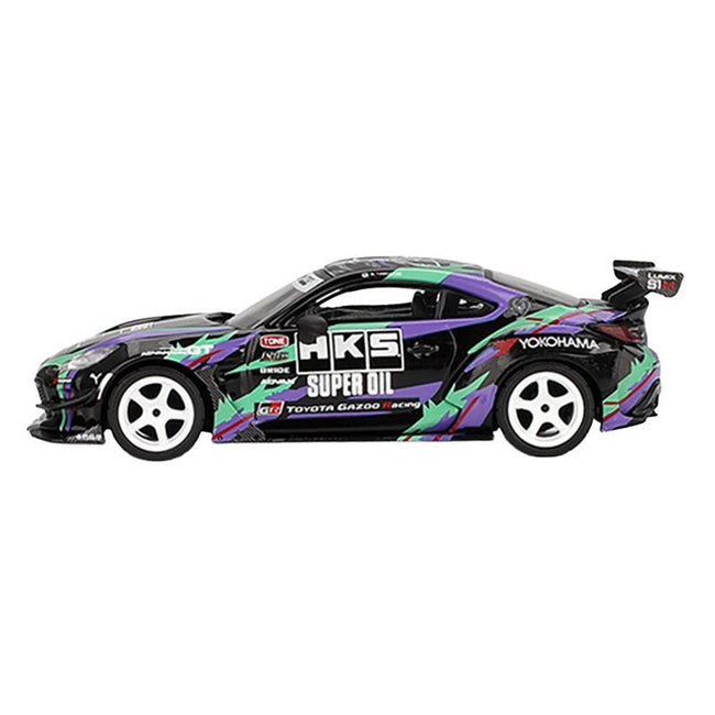 Toyota GR86 "HKS TYPE R" RHD (Right Hand Drive) "HKS Livery" Black with Graphics "2022 Tokyo Auto Salon" Limited Edition 1/64 Diecast Model Car by Mini GT-Mini GT-ModelCars.com