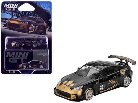 Toyota GR86 "LB-Nation - Liberty Walk" #24 Black with Carbon Hood and Gold Graphics Limited Edition 1/64 Diecast Model Car by Mini GT-Mini GT-ModelCars.com