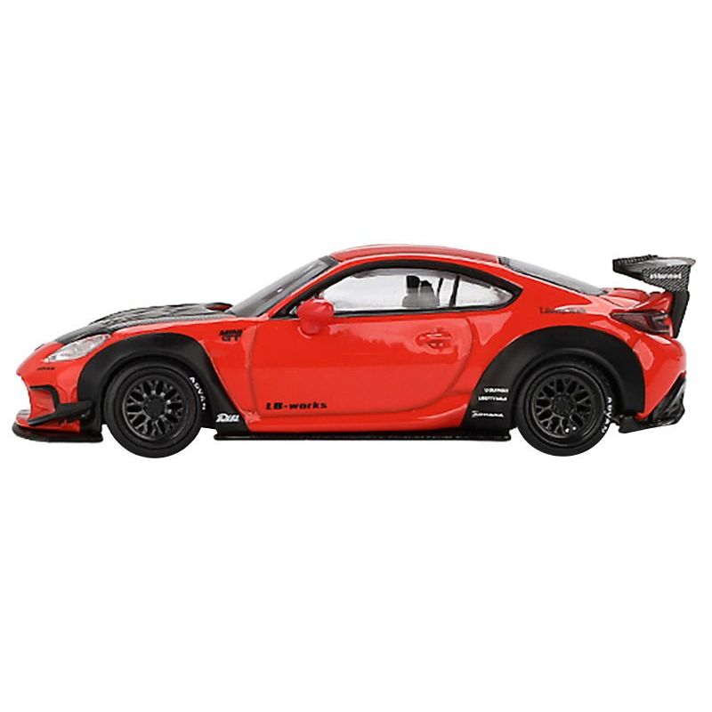 Toyota GR86 "LB - Nation - Liberty Walk" Red with Carbon Hood Limited Edition 1/64 Diecast Model Car by Mini GT - Mini GT - ModelCars.com