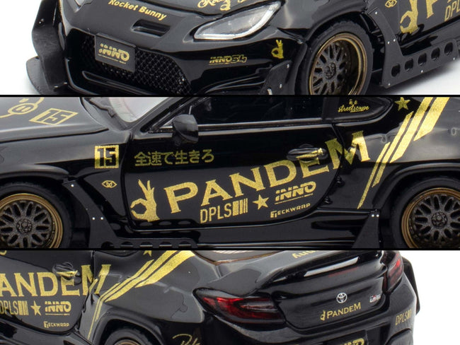 Toyota GR86 "Pandem" RHD (Right Hand Drive) Black with Gold Graphics "Hobby Expo China 2025 Event Exclusive" 1/64 Diecast Model Car by Inno Models-Inno Models-ModelCars.com