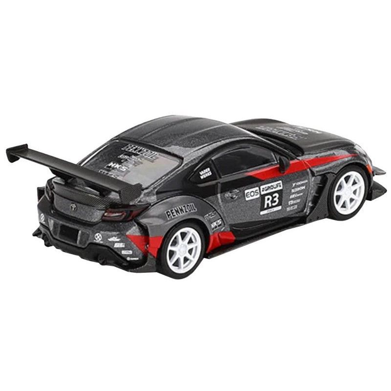 Toyota GR86 R3 "Larry Chen's HKS Turbocharged GR86" Gray Metallic with Graphics Limited Edition 1/64 Diecast Model Car by Mini GT - Mini GT - ModelCars.com