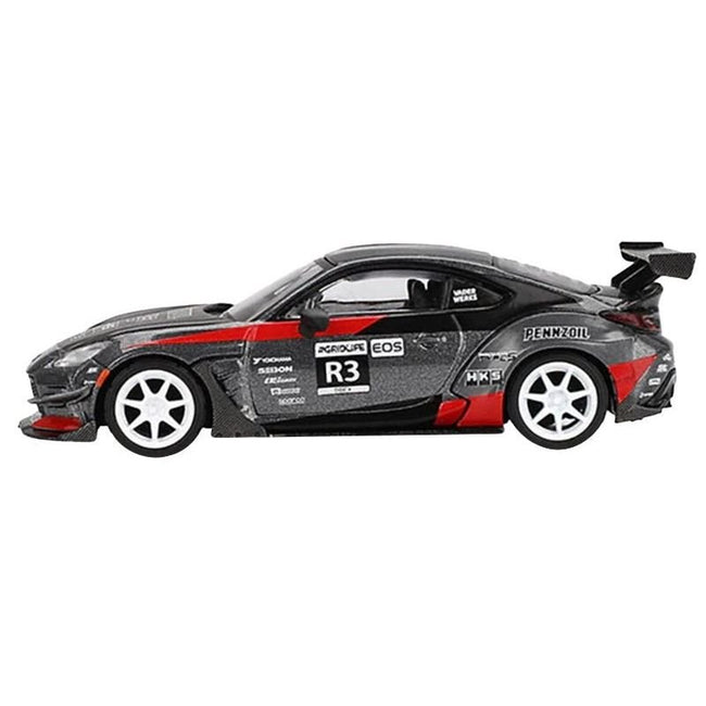 Toyota GR86 #R3 "Larry Chen's HKS Turbocharged GR86" Gray Metallic with Graphics Limited Edition 1/64 Diecast Model Car by Mini GT-Mini GT-ModelCars.com