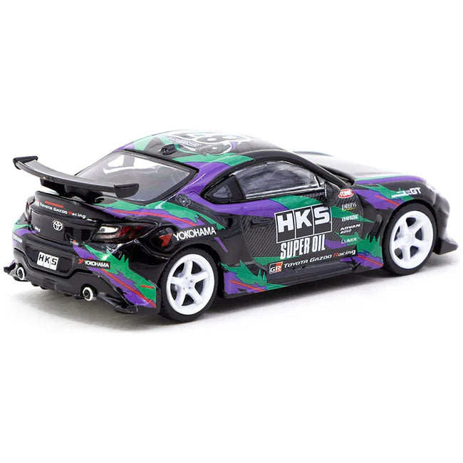 Toyota GR86 RHD (Right Hand Drive) "HKS" Black with Graphics "Global64" Series 1/64 Diecast Model by Tarmac Works-Tarmac Works-ModelCars.com