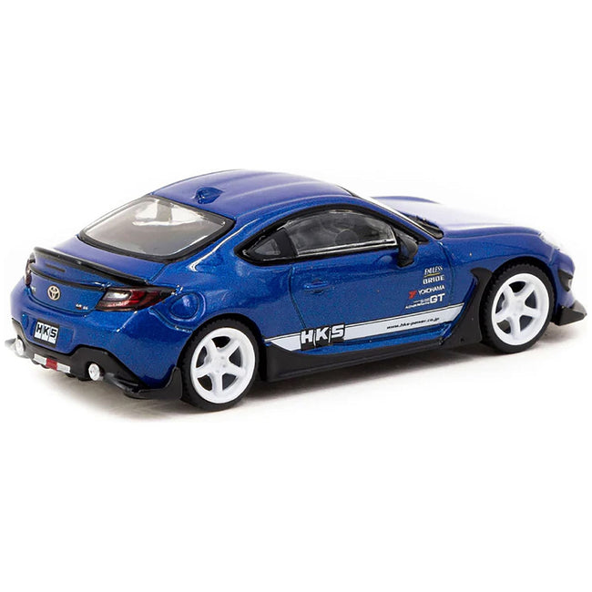 Toyota GR86 RHD (Right Hand Drive) "HKS" Blue Metallic with White Stripes "Global64" Series 1/64 Diecast Model by Tarmac Works-Tarmac Works-ModelCars.com