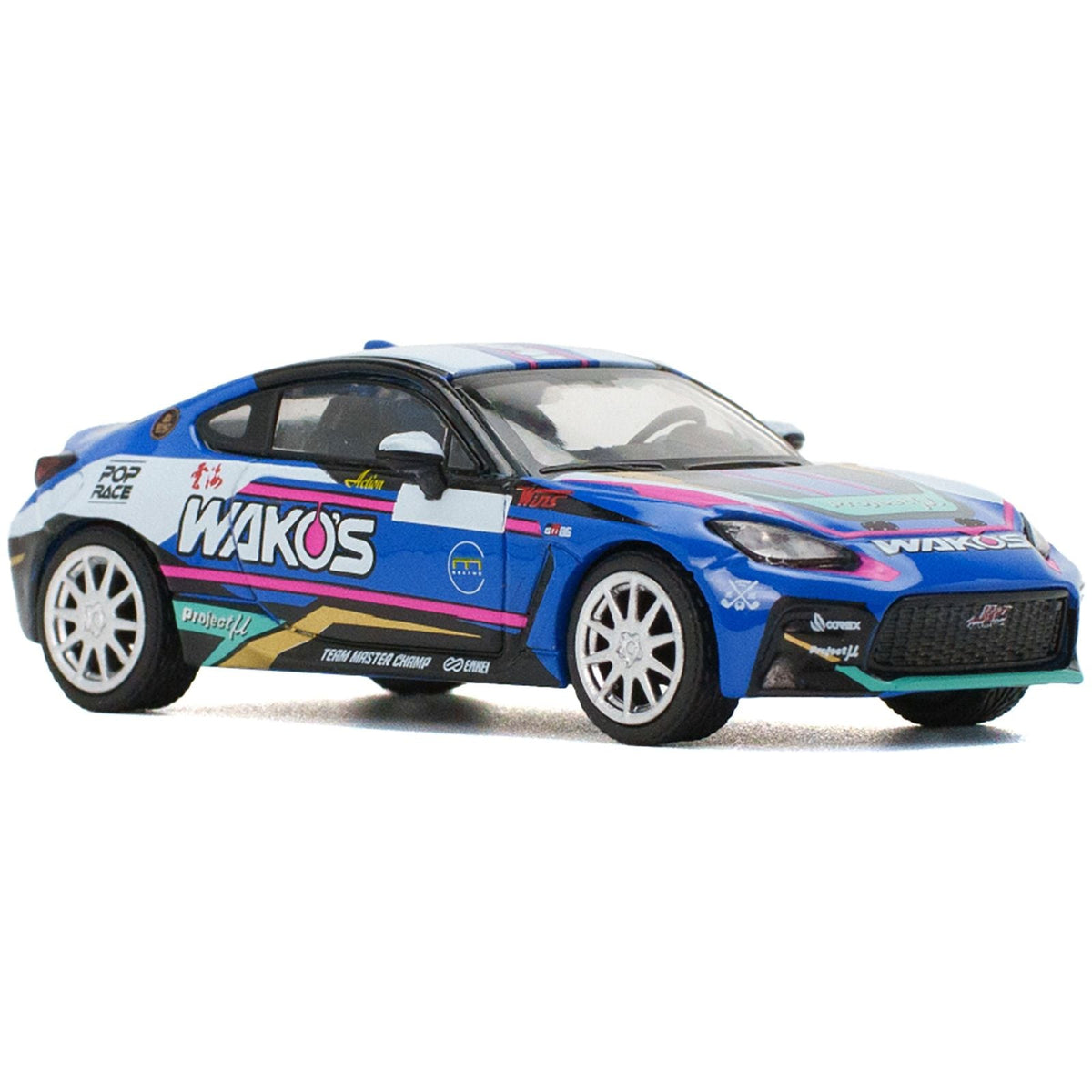 Toyota GR86 "Wako's" Blue with Graphics 1/64 Diecast Model Car by Pop Race - Pop Race - ModelCars.com