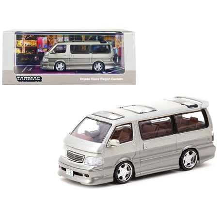 Toyota Hiace Wagon Custom Van RHD (Right Hand Drive) Silver and Light Brown Metallic "Road64" Series 1/64 Diecast Model Car by Tarmac Works - Tarmac Works - ModelCars.com