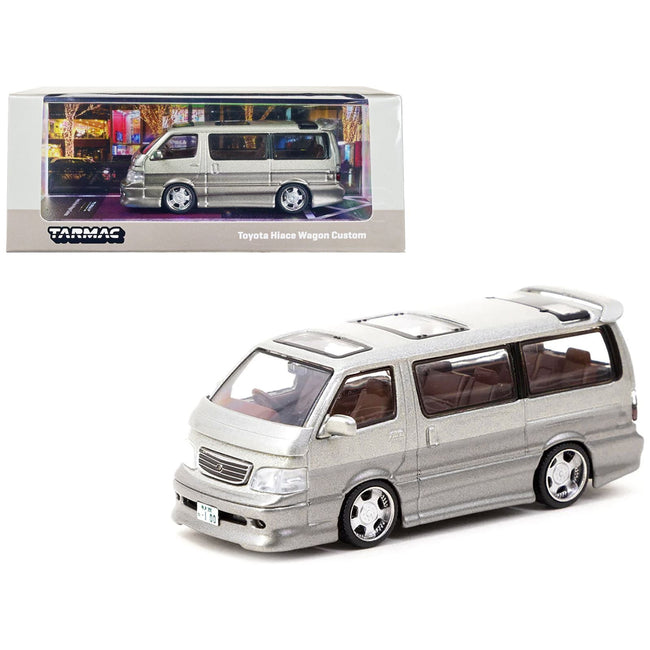 Toyota Hiace Wagon Custom Van RHD (Right Hand Drive) Silver and Light Brown Metallic "Road64" Series 1/64 Diecast Model Car by Tarmac Works - Tarmac Works - ModelCars.com
