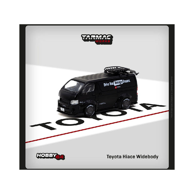 Toyota Hiace Widebody Van RHD (Right Hand Drive) Matt Black with Roof Rack "Drive Your Teenage Dreams" "Hobby64" Series 1/64 Diecast Model Car by Tarmac Works-Tarmac Works-ModelCars.com