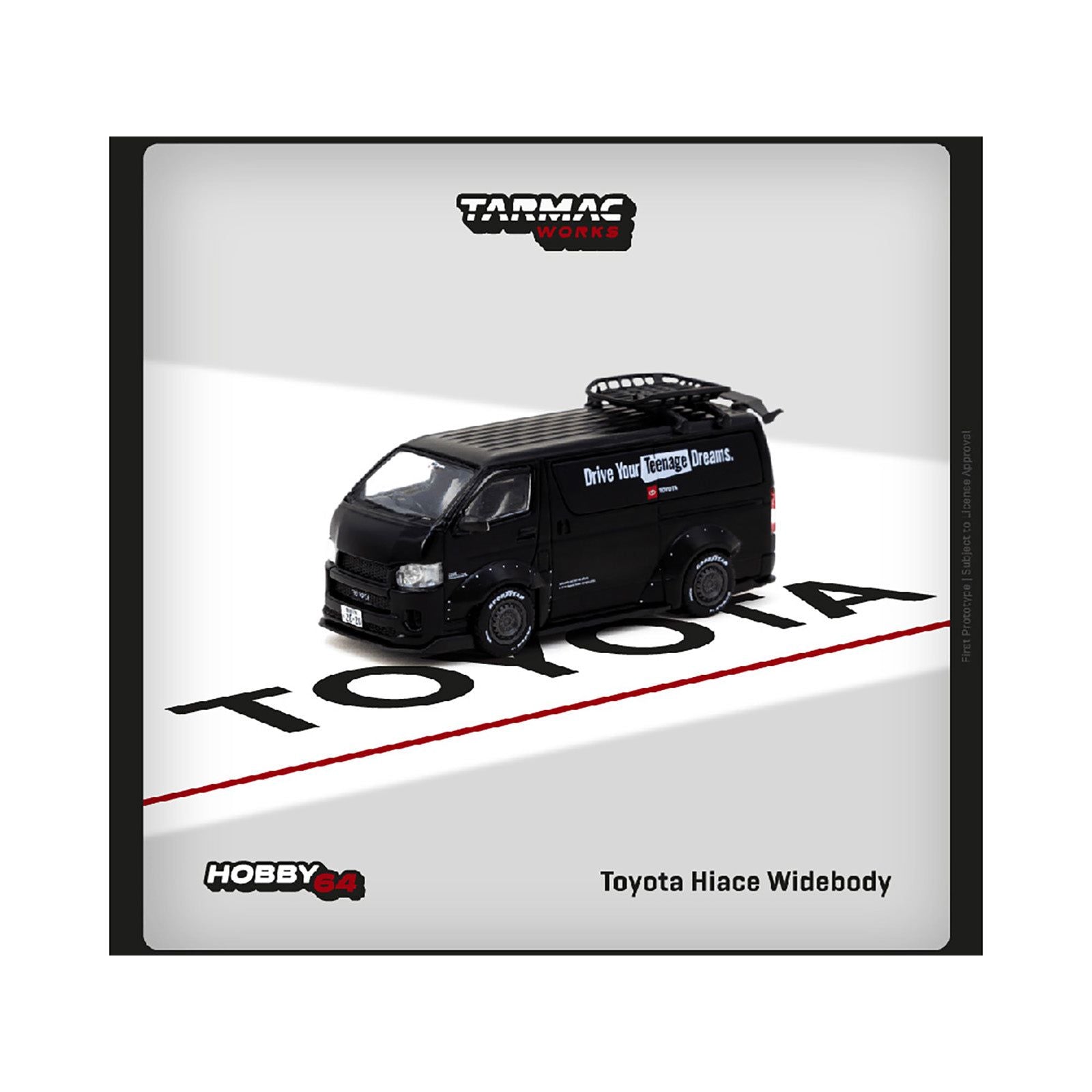 Toyota Hiace Widebody Van RHD (Right Hand Drive) Matt Black with Roof Rack "Drive Your Teenage Dreams" "Hobby64" Series 1/64 Diecast Model Car by Tarmac Works - Tarmac Works - ModelCars.com