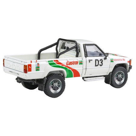 Toyota Hilux Pickup Truck #D3 "Castrol" White with Graphics "Rustenburg 400 Rally" (1995) 1/64 Diecast Model Car by Paragon-Paragon-ModelCars.com