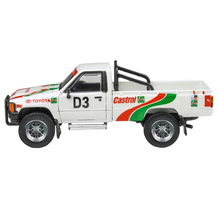Toyota Hilux Pickup Truck #D3 "Castrol" White with Graphics "Rustenburg 400 Rally" (1995) 1/64 Diecast Model Car by Paragon-Paragon-ModelCars.com