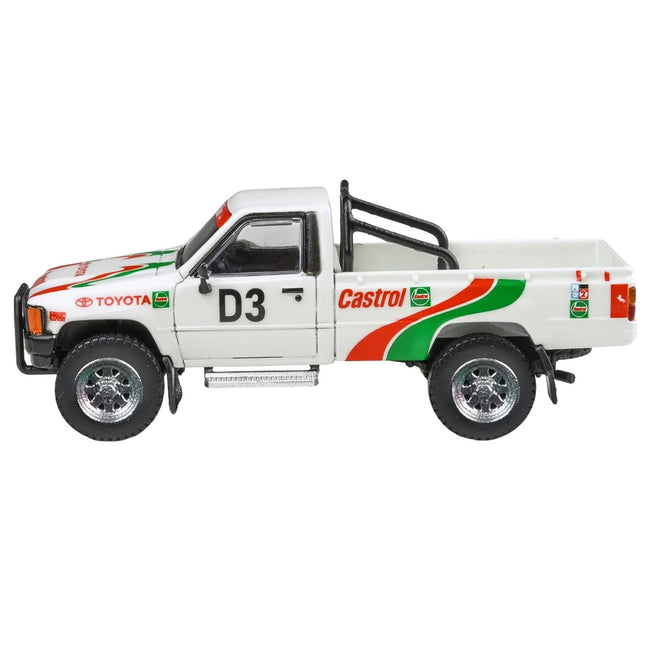 Toyota Hilux Pickup Truck #D3 "Castrol" White with Graphics "Rustenburg 400 Rally" (1995) 1/64 Diecast Model Car by Paragon-Paragon-ModelCars.com