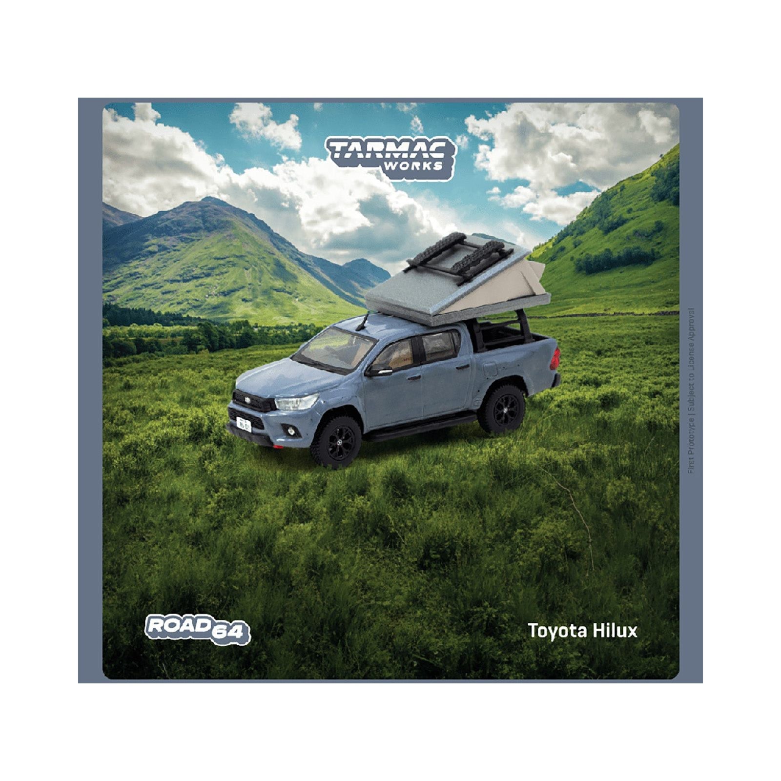 Toyota Hilux Pickup Truck RHD (Right Hand Drive) Gray with Camping Equipment "Road64" Series 1/64 Diecast Model Car by Tarmac Works - Tarmac Works - ModelCars.com