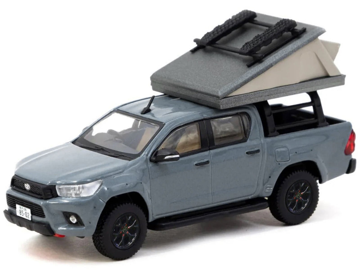 Toyota Hilux Pickup Truck RHD (Right Hand Drive) Gray with Camping Equipment "Road64" Series 1/64 Diecast Model Car by Tarmac Works-Tarmac Works-ModelCars.com