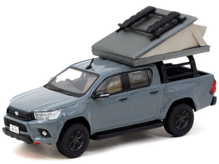 Toyota Hilux Pickup Truck RHD (Right Hand Drive) Gray with Camping Equipment "Road64" Series 1/64 Diecast Model Car by Tarmac Works-Tarmac Works-ModelCars.com