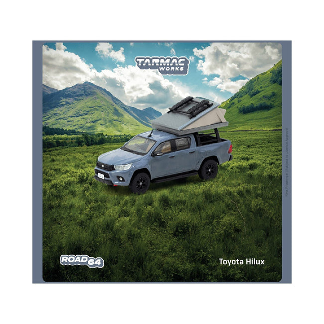 Toyota Hilux Pickup Truck RHD (Right Hand Drive) Gray with Camping Equipment "Road64" Series 1/64 Diecast Model Car by Tarmac Works-Tarmac Works-ModelCars.com