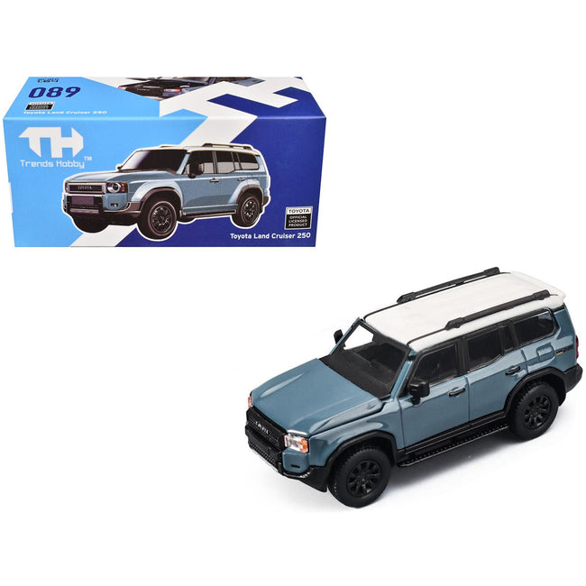 Toyota Land Cruiser 250 Blue with White Top 1/64 Diecast Model Car by Trends Hobby-Trends Hobby-ModelCars.com