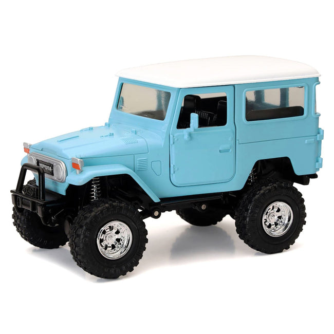 Toyota Land Cruiser FJ40 Light Blue with White Top "Xtreme Off-Road" Series 1/24 Diecast Model by New Ray-New Ray-ModelCars.com