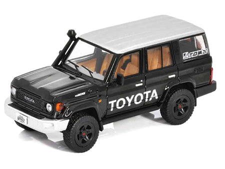 Toyota Land Cruiser (J76) Black with Silver Metallic Top 1/64 Diecast Model Car by GCD-GCD-ModelCars.com