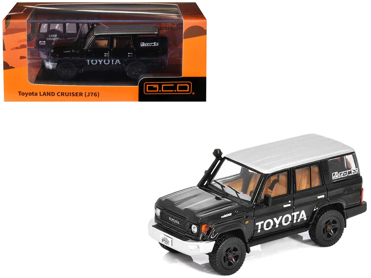 Toyota Land Cruiser (J76) Black with Silver Metallic Top 1/64 Diecast Model Car by GCD-GCD-ModelCars.com