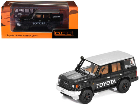 Toyota Land Cruiser (J76) Black with Silver Metallic Top 1/64 Diecast Model Car by GCD-GCD-ModelCars.com