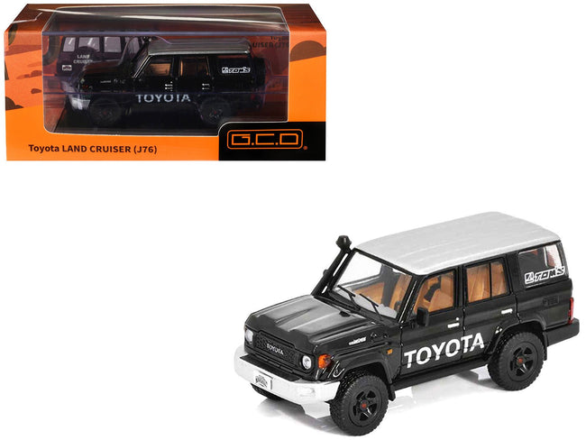 Toyota Land Cruiser (J76) Black with Silver Metallic Top 1/64 Diecast Model Car by GCD-GCD-ModelCars.com