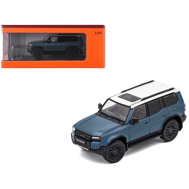 Toyota Land Cruiser Prado 250 Blue with White Top 1/64 Diecast Model Car by GCD-GCD-ModelCars.com