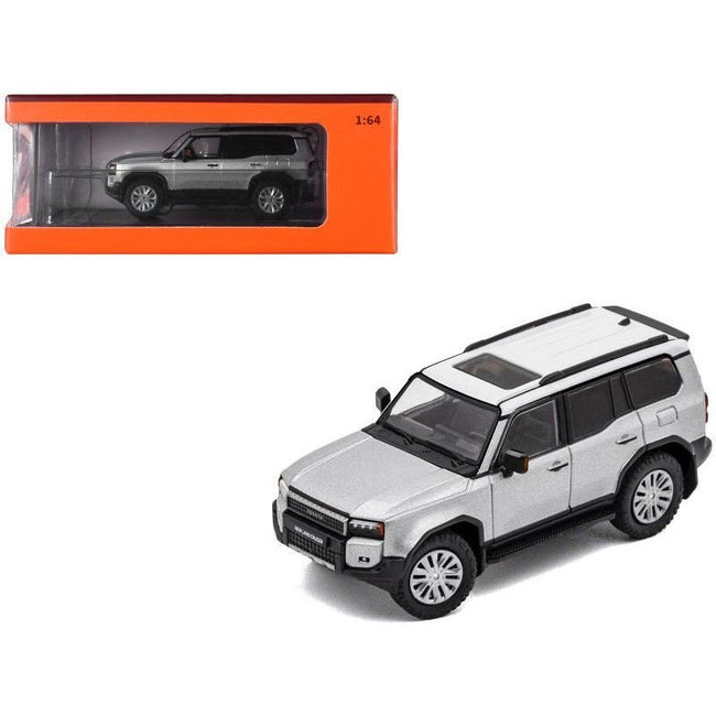 Toyota Land Cruiser Prado 250 Silver Metallic with White Top 1/64 Diecast Model Car by GCD-GCD-ModelCars.com