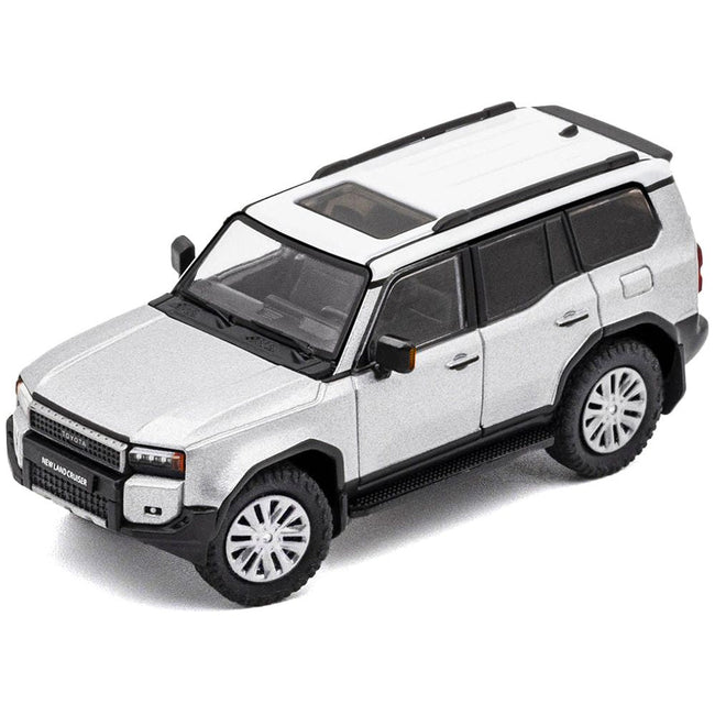 Toyota Land Cruiser Prado 250 Silver Metallic with White Top 1/64 Diecast Model Car by GCD-GCD-ModelCars.com
