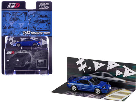 Toyota MR2 (SW20) RHD (Right Hand Drive) Blue Metallic "Kai Kogashiwa VS Takumi Fujiwara - Initial D" (1995-2013) Manga "Diorama Set Series" 1/64 Diecast Model Car by Hobby Japan-Hobby Japan-ModelCars.com