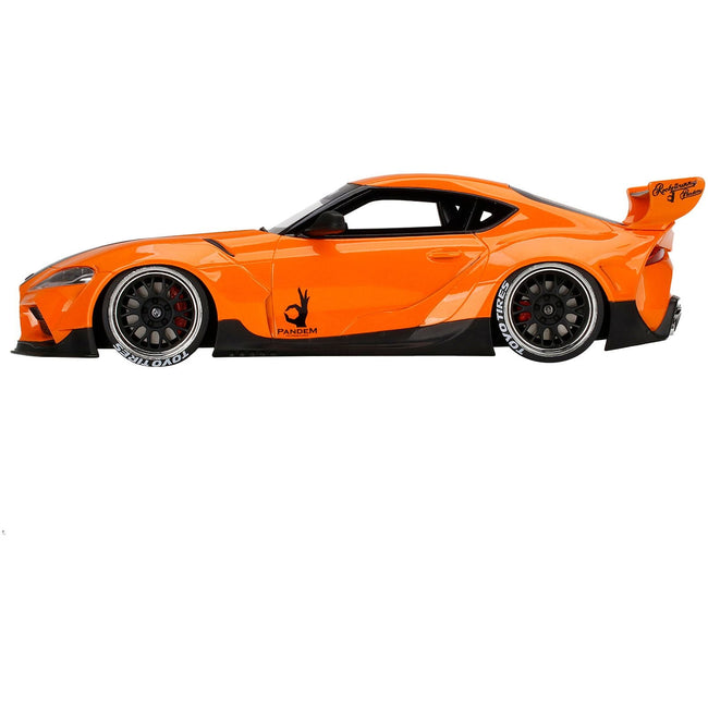 Toyota Pandem GR Supra V1.0 Orange with Black Hood 1/18 Model Car by Top Speed - Top Speed - ModelCars.com